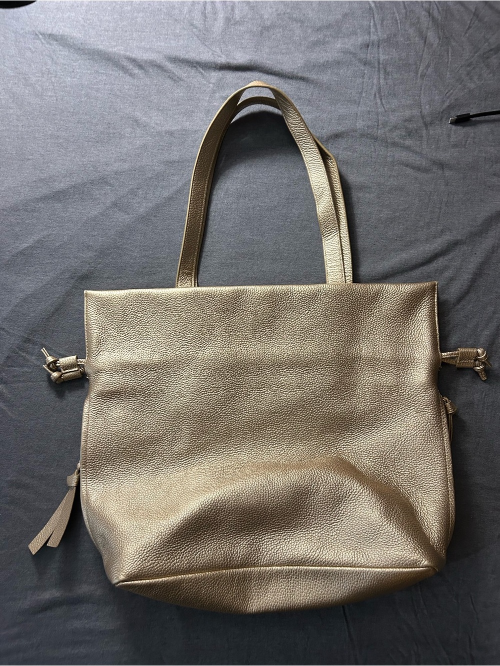 Everyday Metallic Gold Pebbled Leather Tote - Picture 2 of 7